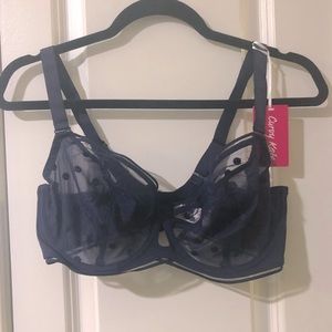 Navy blue mesh bra